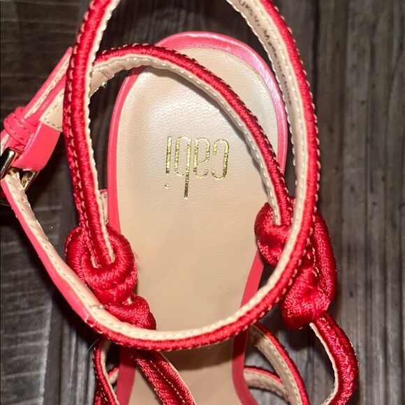 CAbi Coral Strappy 4” Heels with Architectural Design - Picture 3 of 4